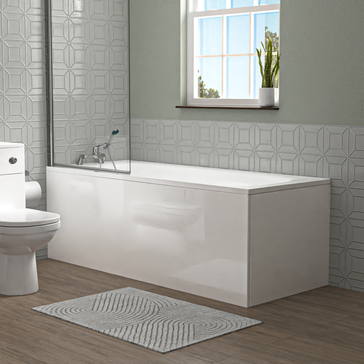 Bath Suite 1700mm Bath, 550mm Freestanding Vanity, WC With BTW Toilet & Bath Filler