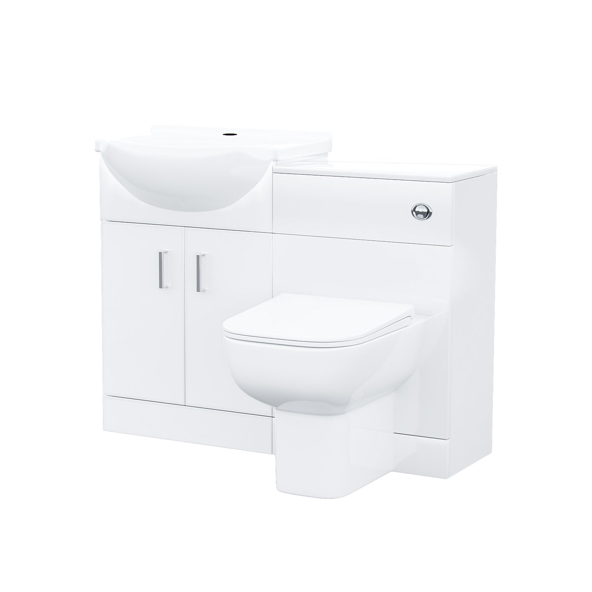 White 1050mm Freestanding Doors Vanity With WC Unit & BTW Toilet Pan