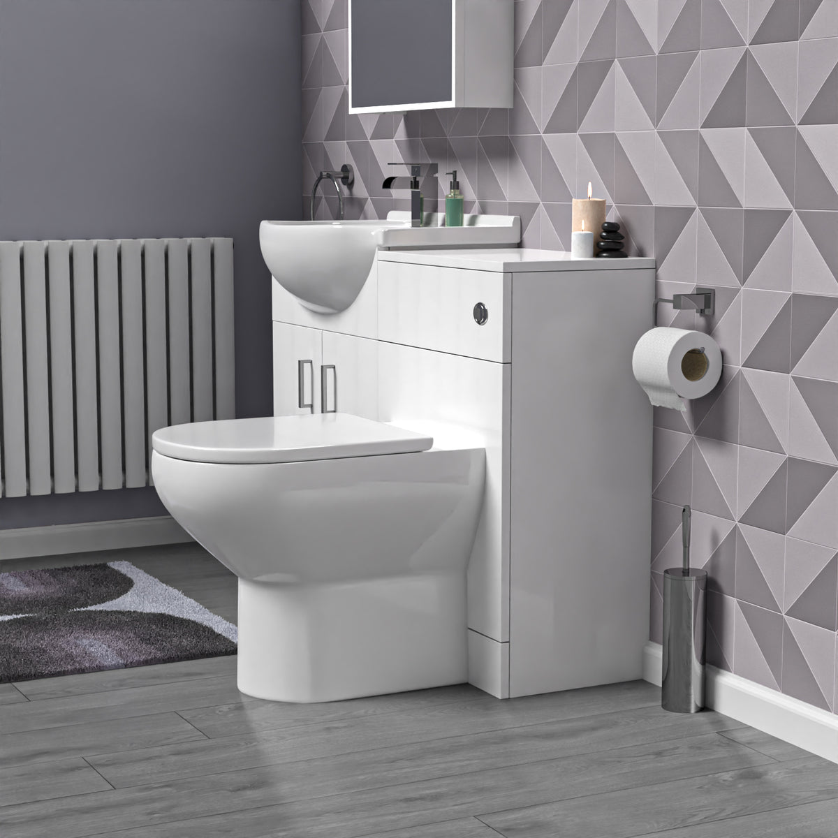 Ellen 550mm Freestanding Basin Vanity, WC Unit & Rimless BTW Toilet