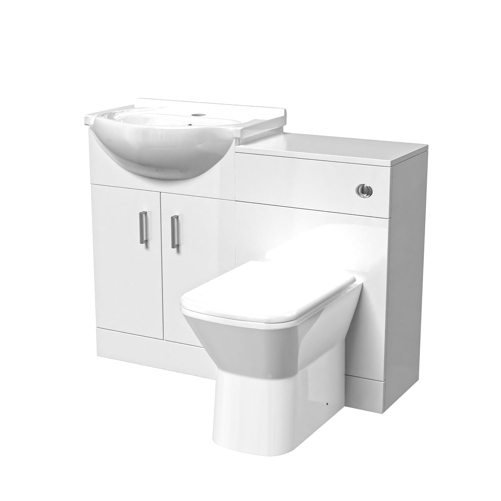 Ellen 1050mm White Vanity Unit With WC Unit & Rimless Back To Wall Toilet