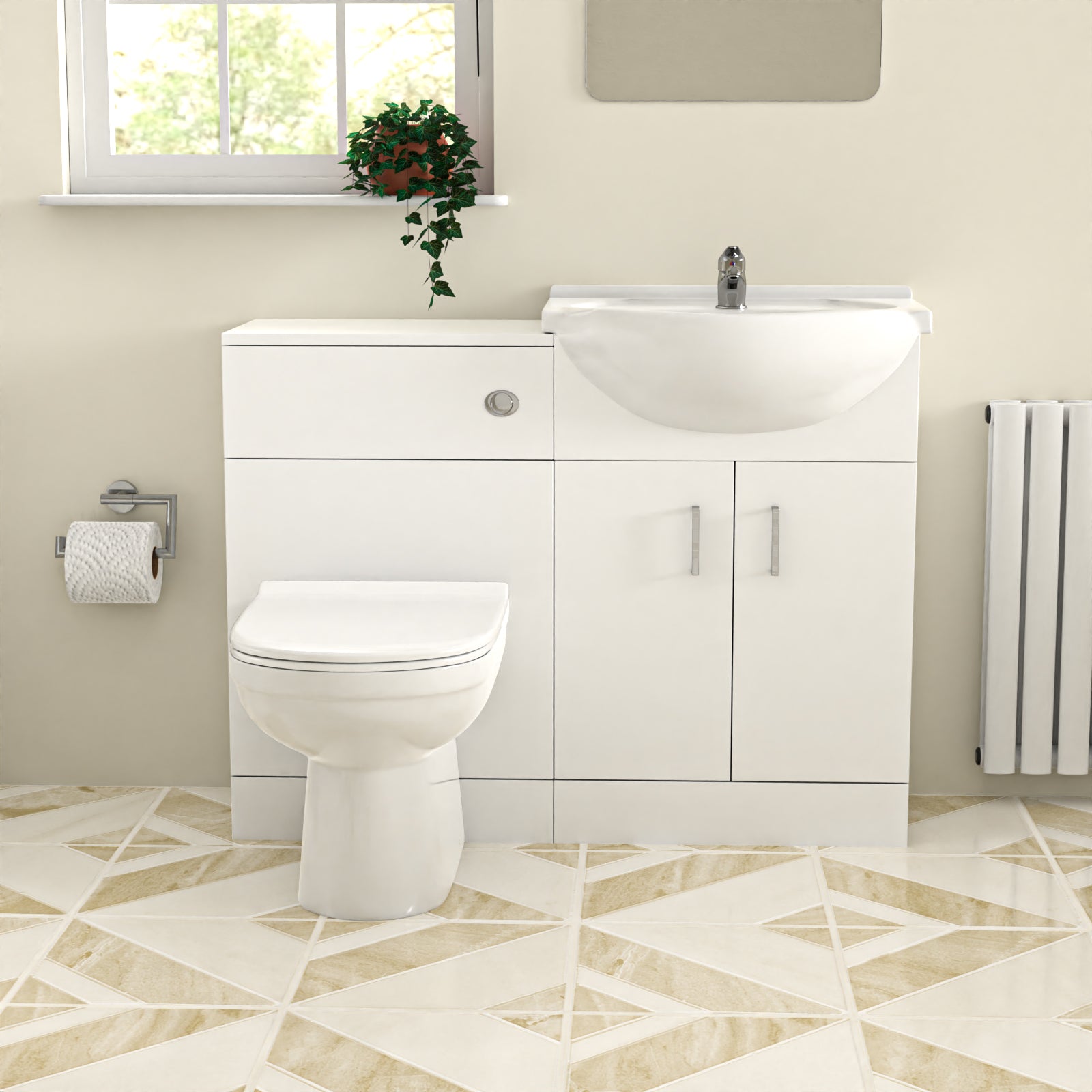 White 550mm Vanity WC Unit Toilet Bath Panel & Shower Screen Tap Set
