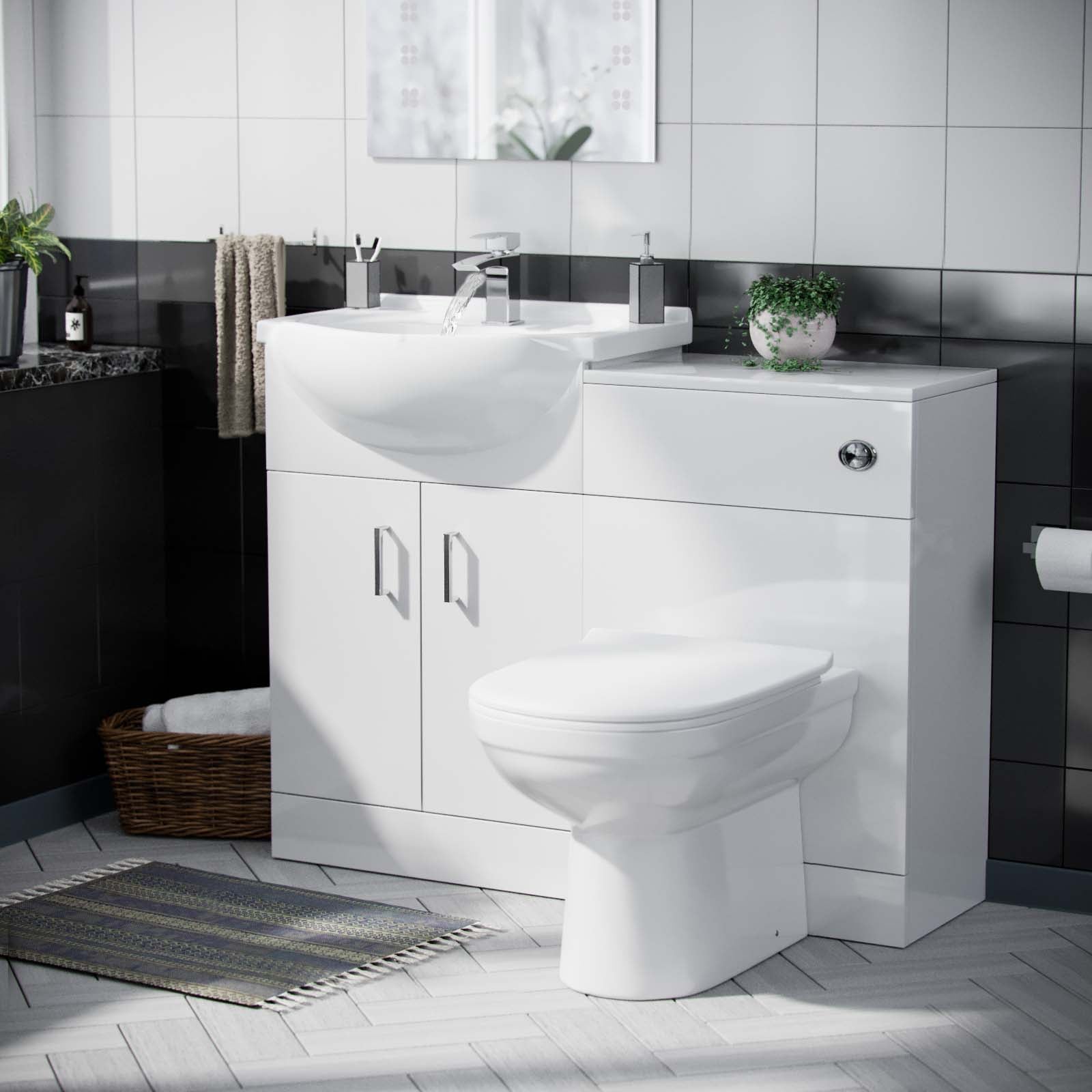 Ellen 550mm Vanity Basin Unit, WC Unit & Elso Back To Wall Toilet White