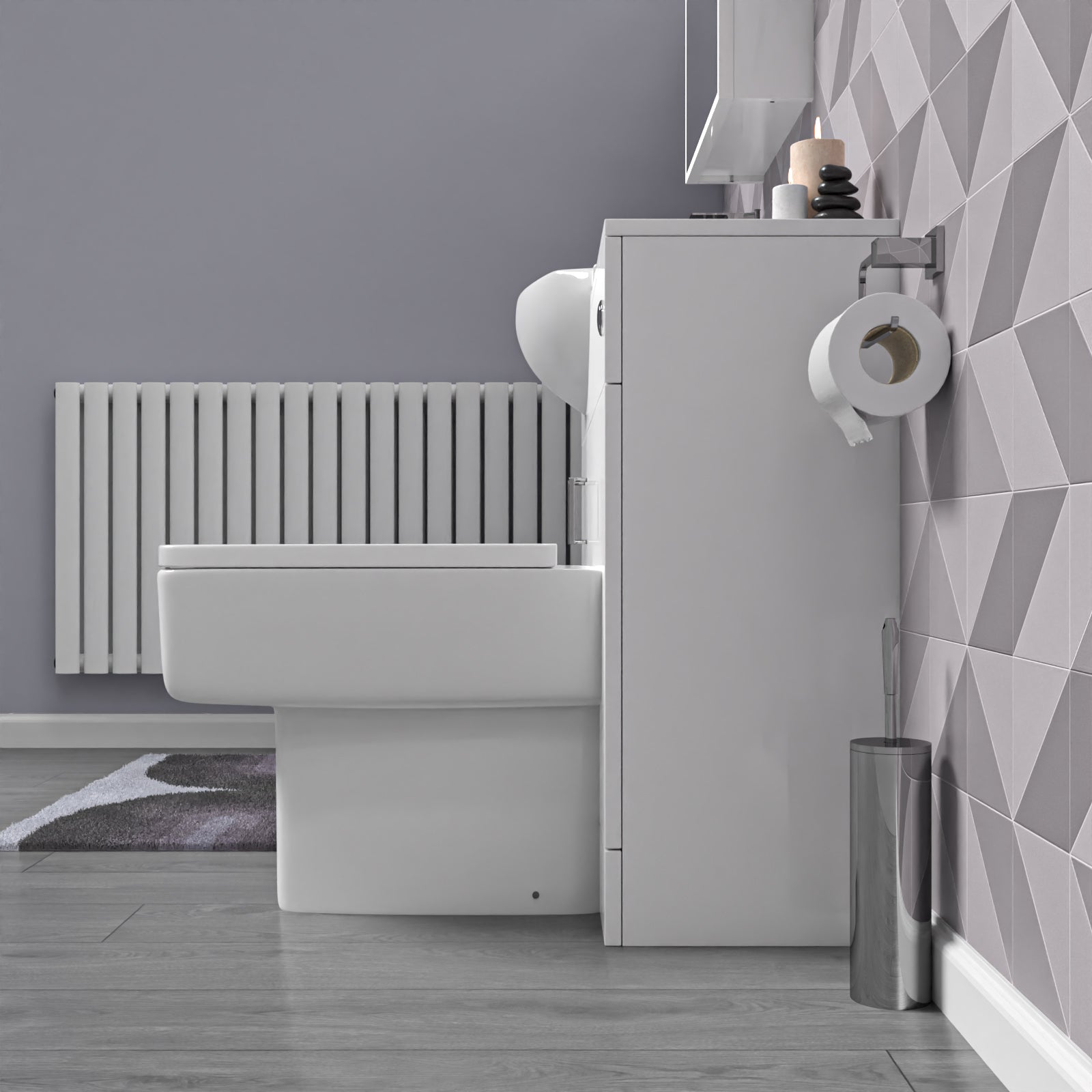 Ellen White Basin Vanity WC Unit & Square BTW Toilet Set