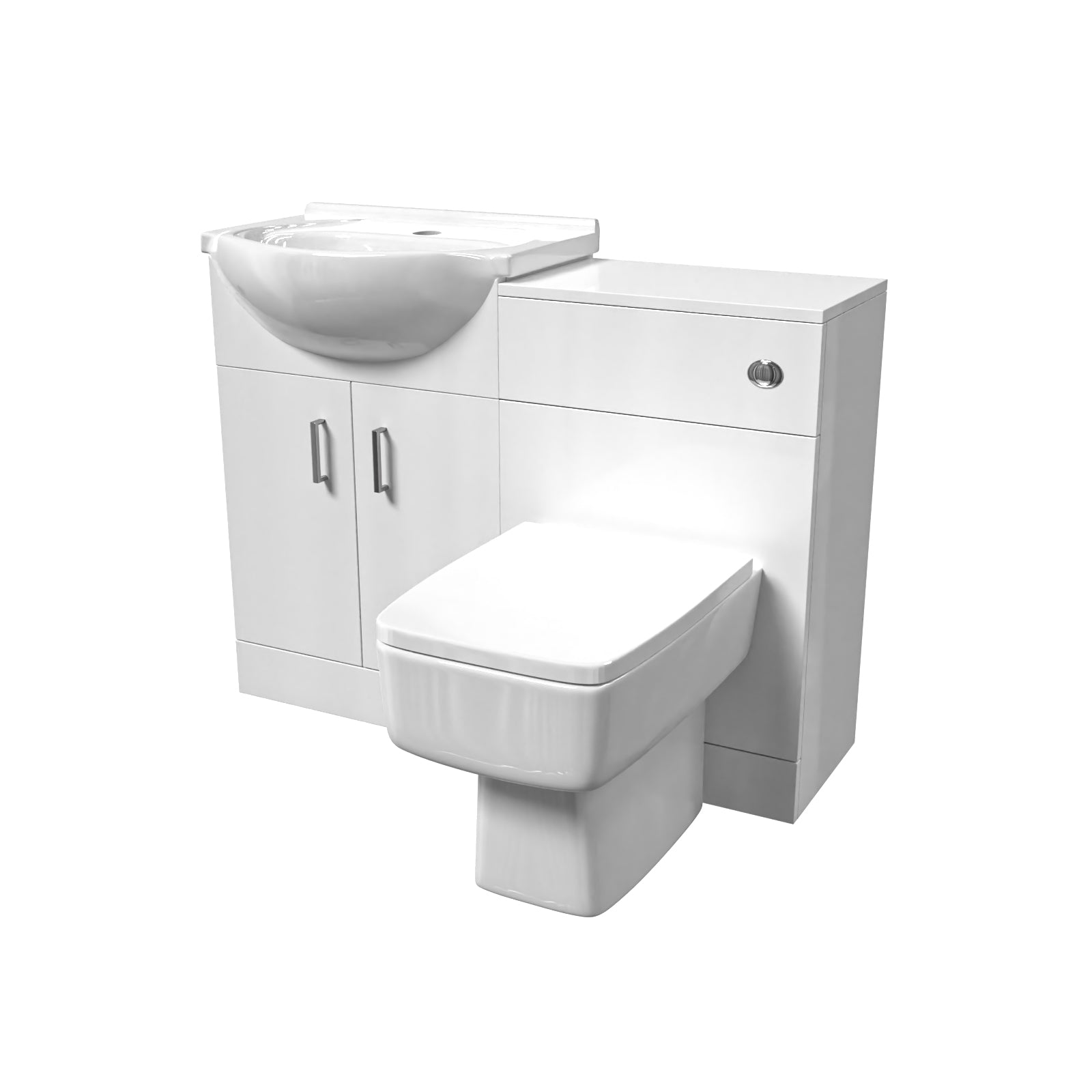 Ellen White Basin Vanity WC Unit & Square BTW Toilet Set