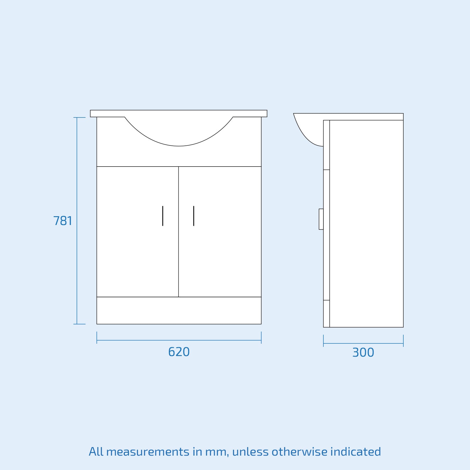 Modern White 650mm Freestanding Bathroom Basin Vanity Unit