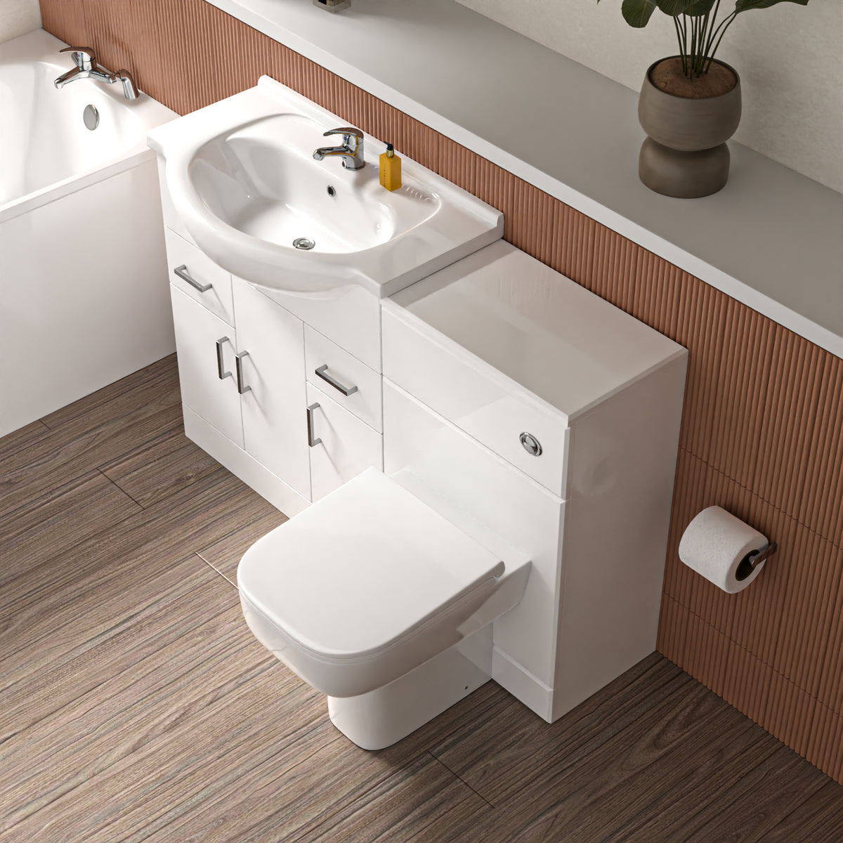 750mm Floor Standing Vanity With Basin & WC With BTW Toilet - White