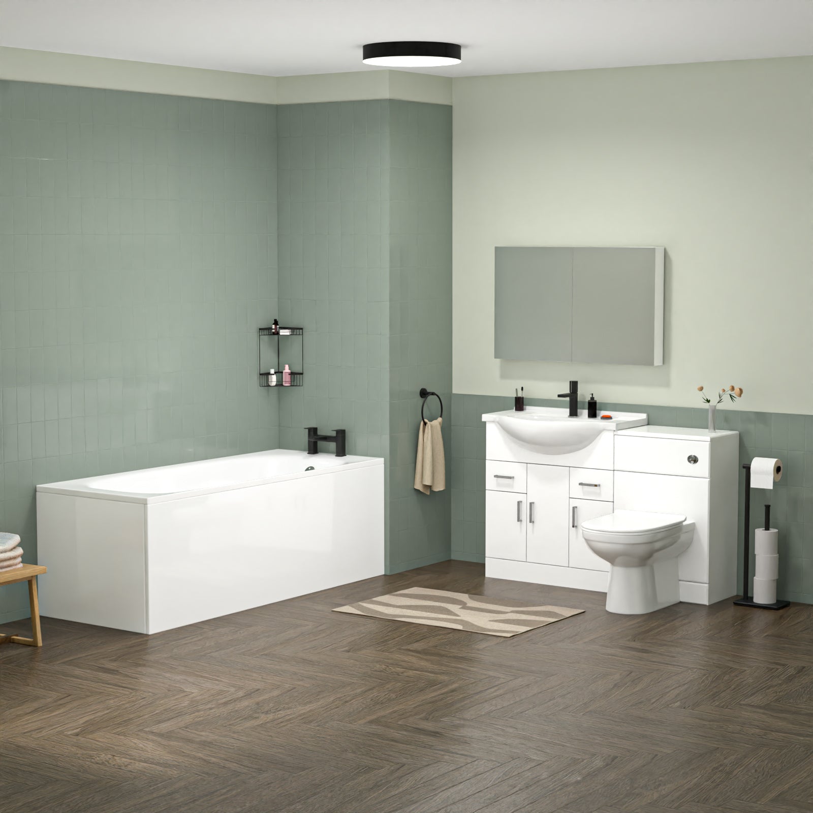 White 750mm Freestanding Basin Vanity WC Unit Bath Panel & BTW Toilet