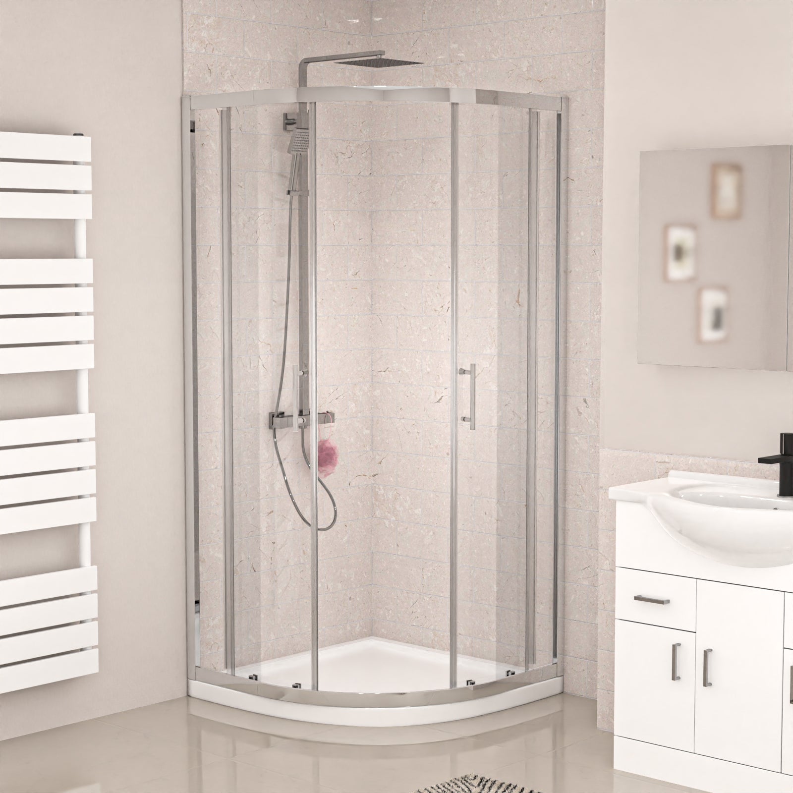 White 750mm Freestanding Basin Vanity WC Unit Shower & BTW Toilet