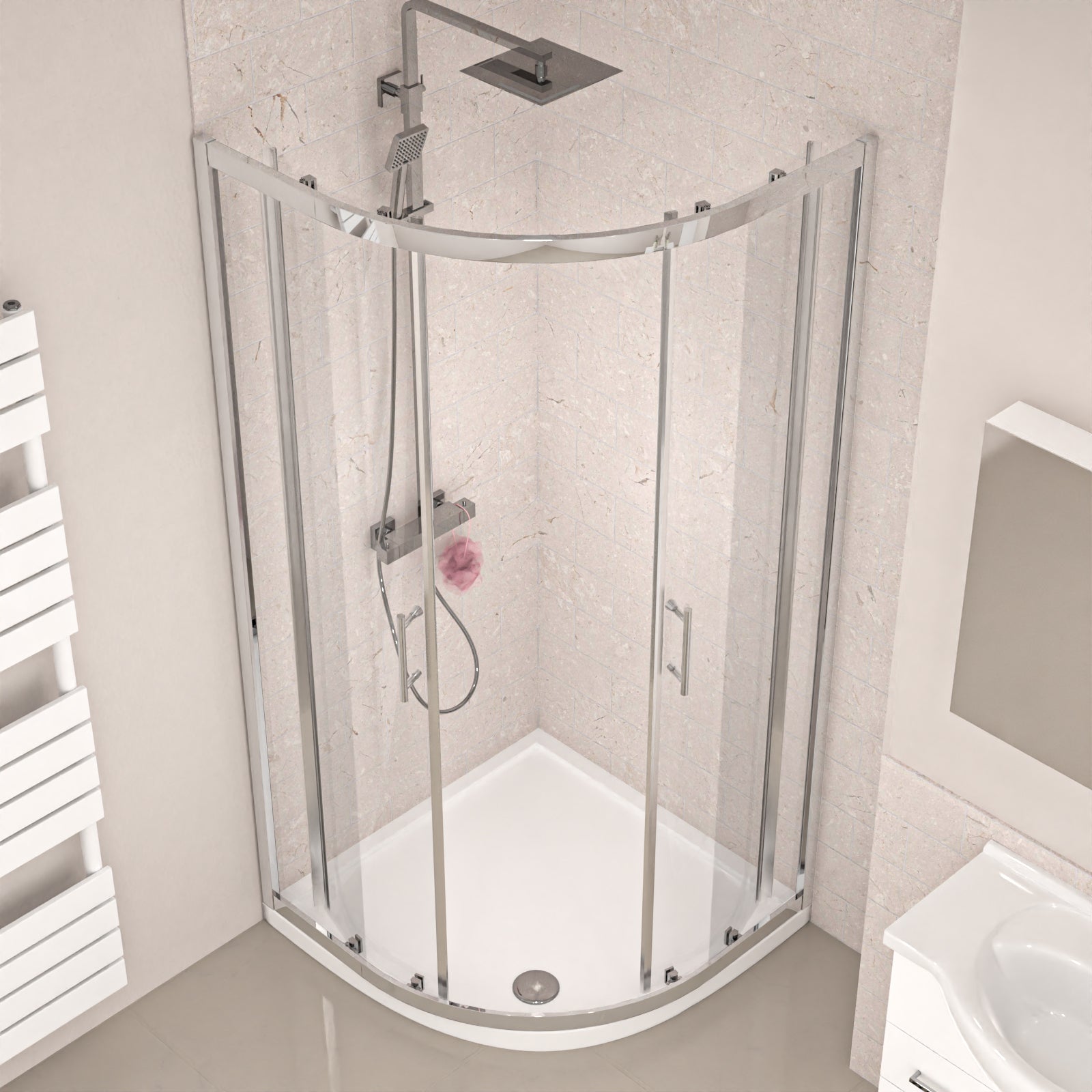 White 750mm Freestanding Basin Vanity WC Unit Shower & BTW Toilet