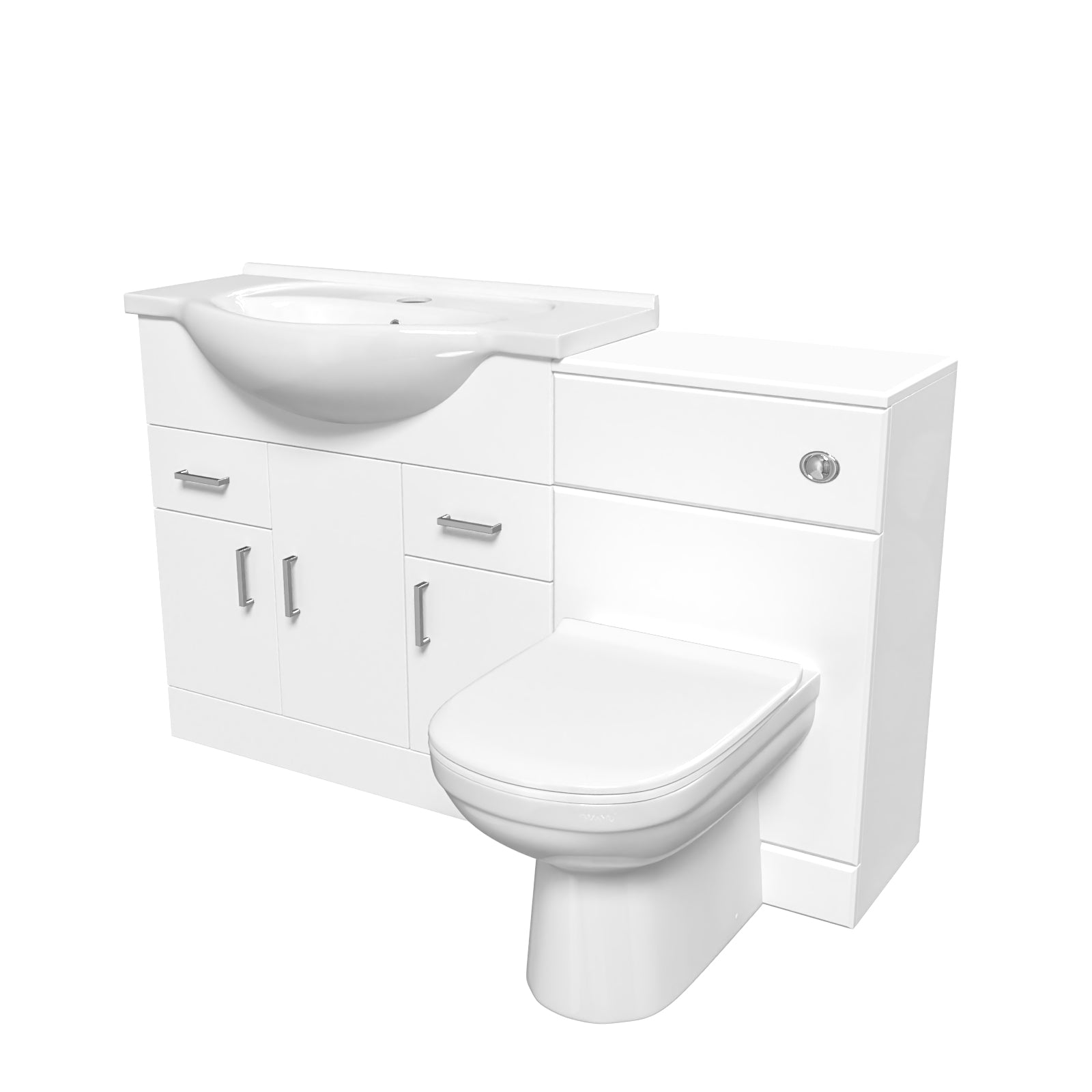 Dyon 1350mm Floor Standing  White Cabinet, WC Unit & BTW Toilet