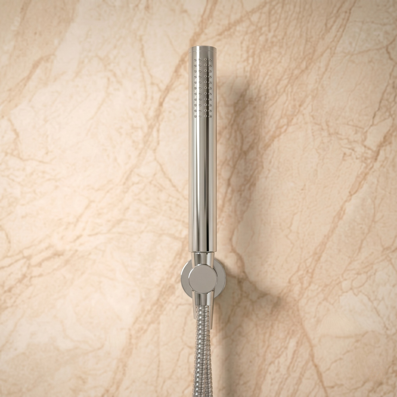 Modern Chrome Round Handheld Shower with Wall Outlet Elbow Set