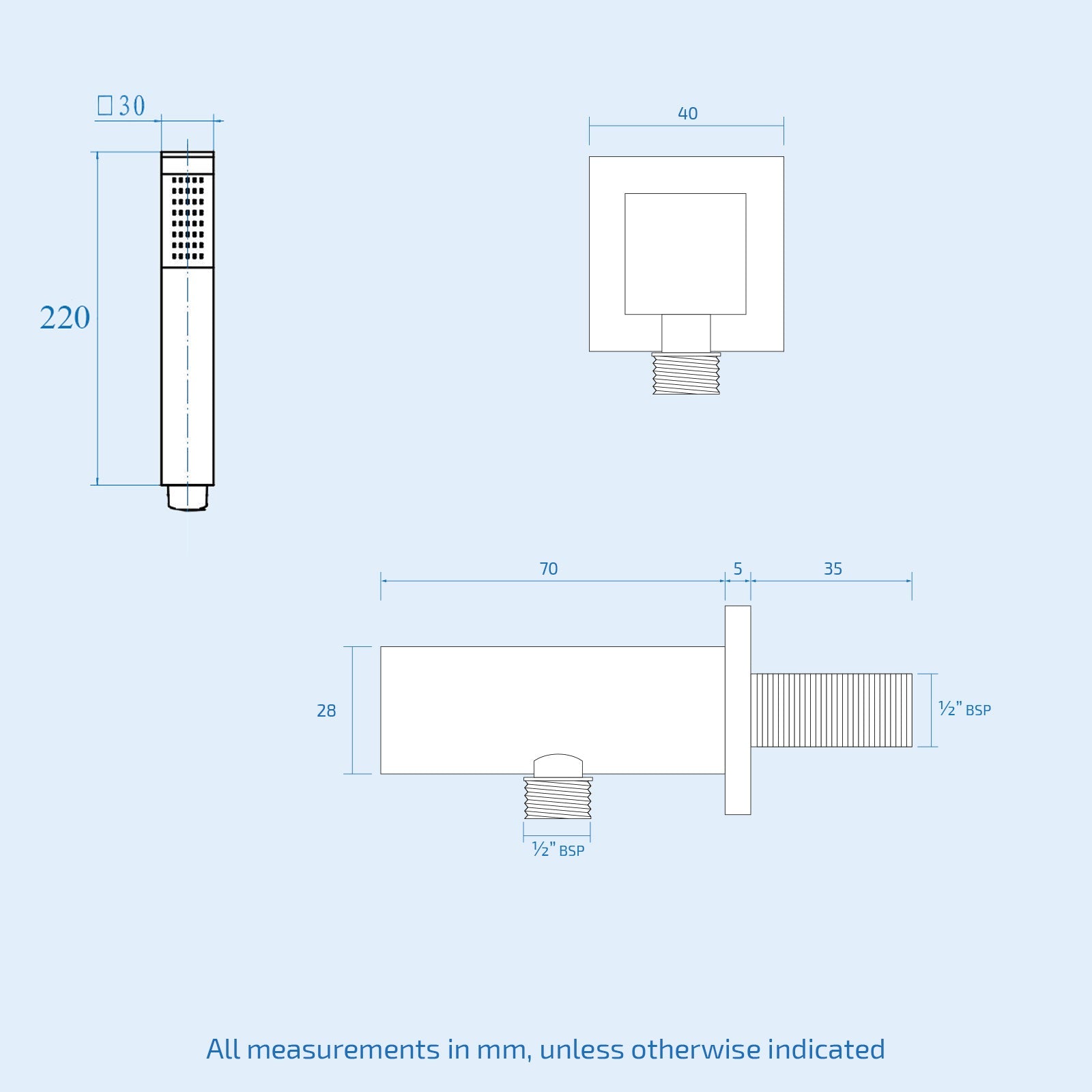 Urban 2 Dial 1 Way Matte Black Concealed Thermostatic Shower Mixer Valve with Handset