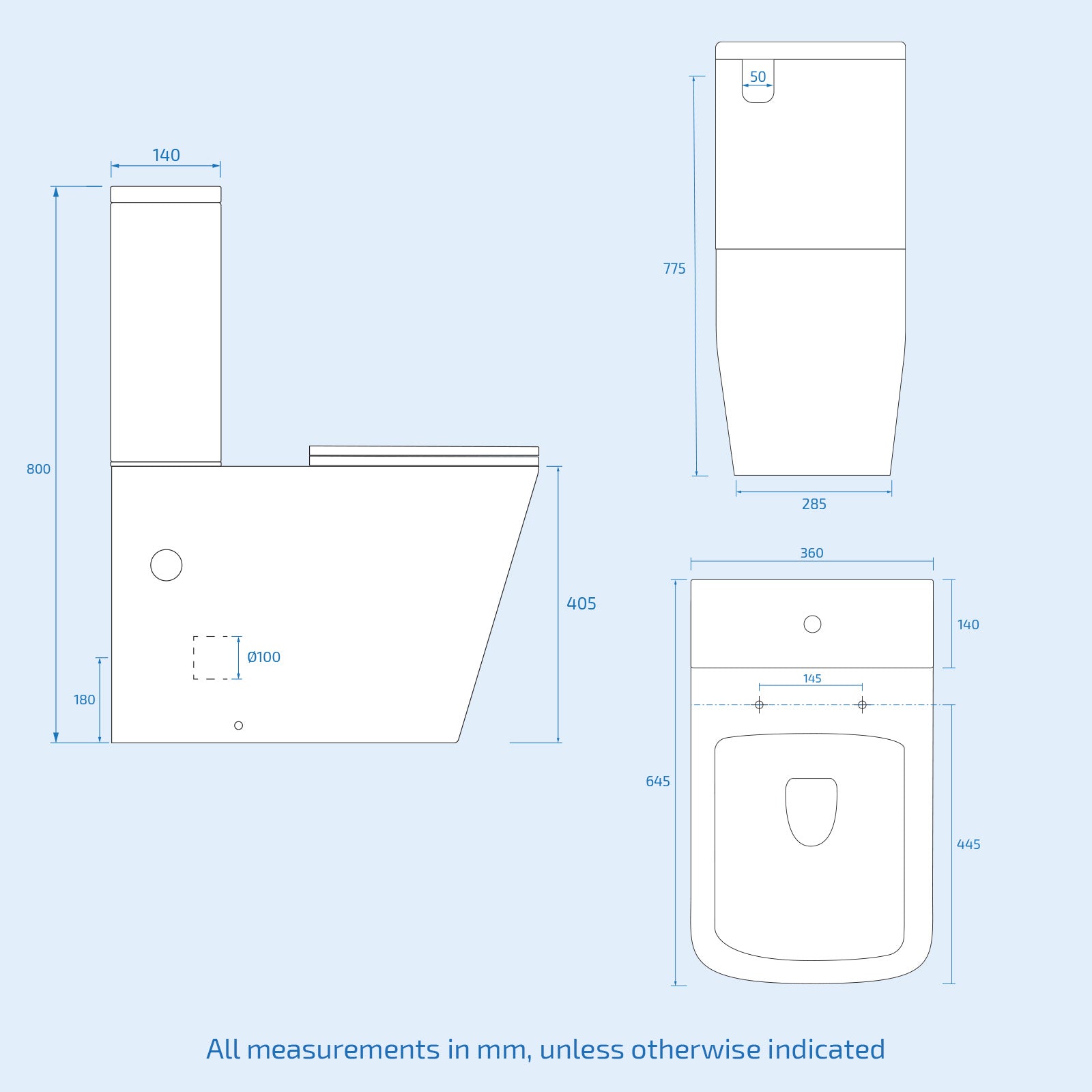 Alaska 600mm Freestanding Basin Vanity, Rimless Square Closed Coupled Toilet