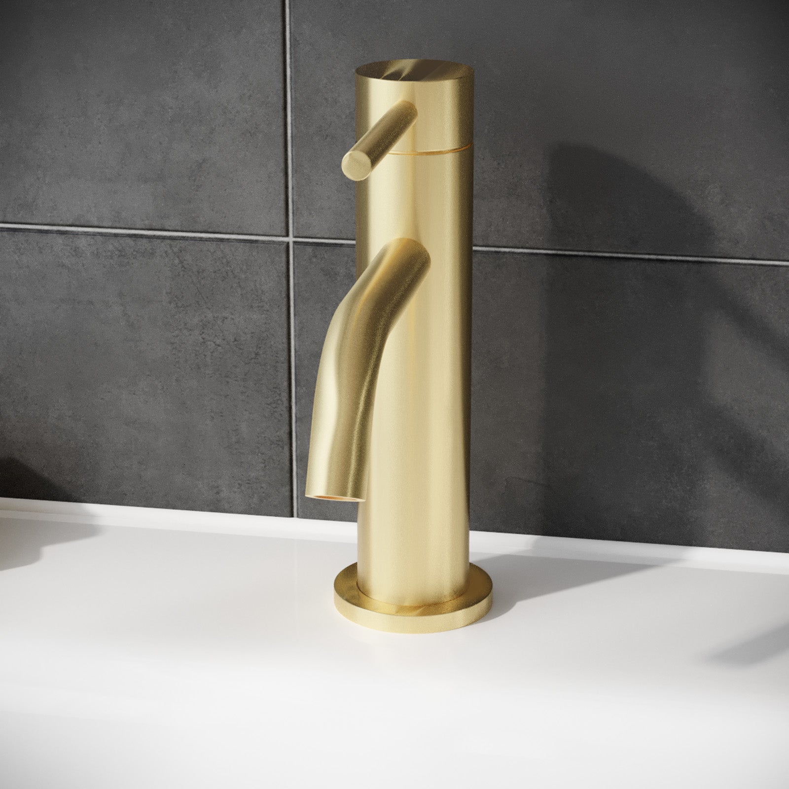 Alice Deck Mounted Gloss Round Single Lever Basin Mono Mixer Tap Gold