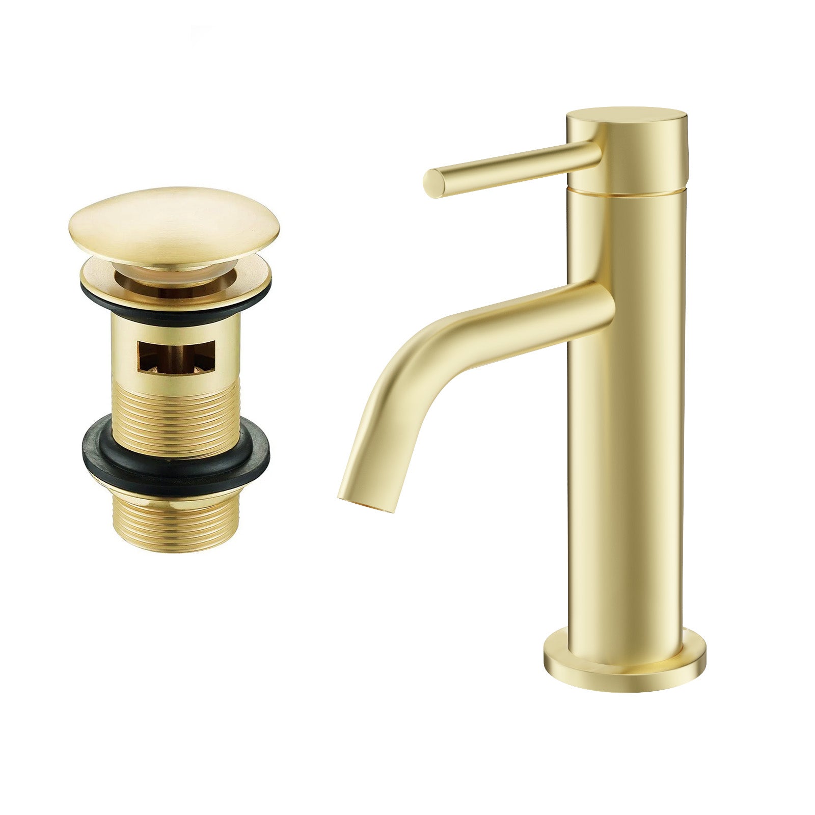 Alice Deck Mounted Gloss Round Single Lever Basin Mono Mixer Tap Gold