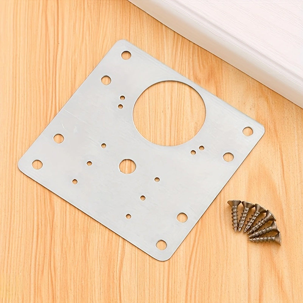 90mm Hinge Repair Plate Rust-Resistant Steel Furniture Cupboard Repair Mount Set, 2 Plates + 12 Screws