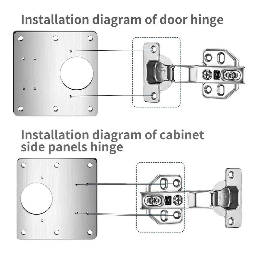 90mm Hinge Repair Plate Rust-Resistant Steel Furniture Cupboard Repair Mount Set, 1 Plate + 6 Screws