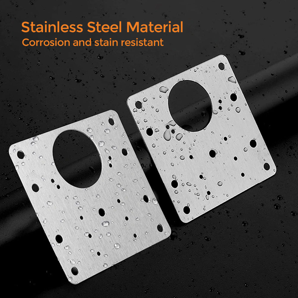 90mm Hinge Repair Plate Rust-Resistant Steel Furniture Cupboard Repair Mount Set, 2 Plates + 12 Screws