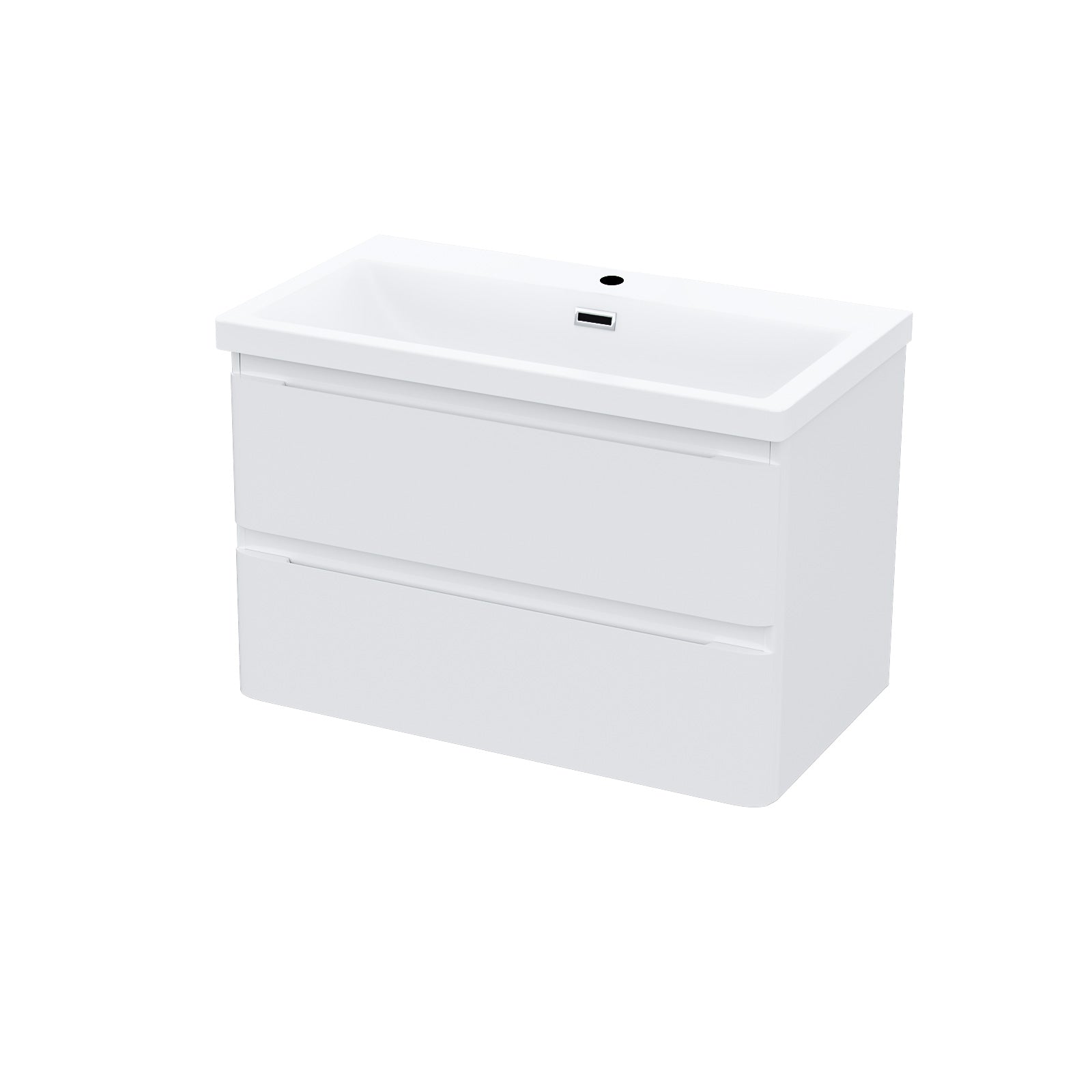 Alaska 800mm 2-drawer Wall Hung White Vanity Cabinet Basin Sink Unit