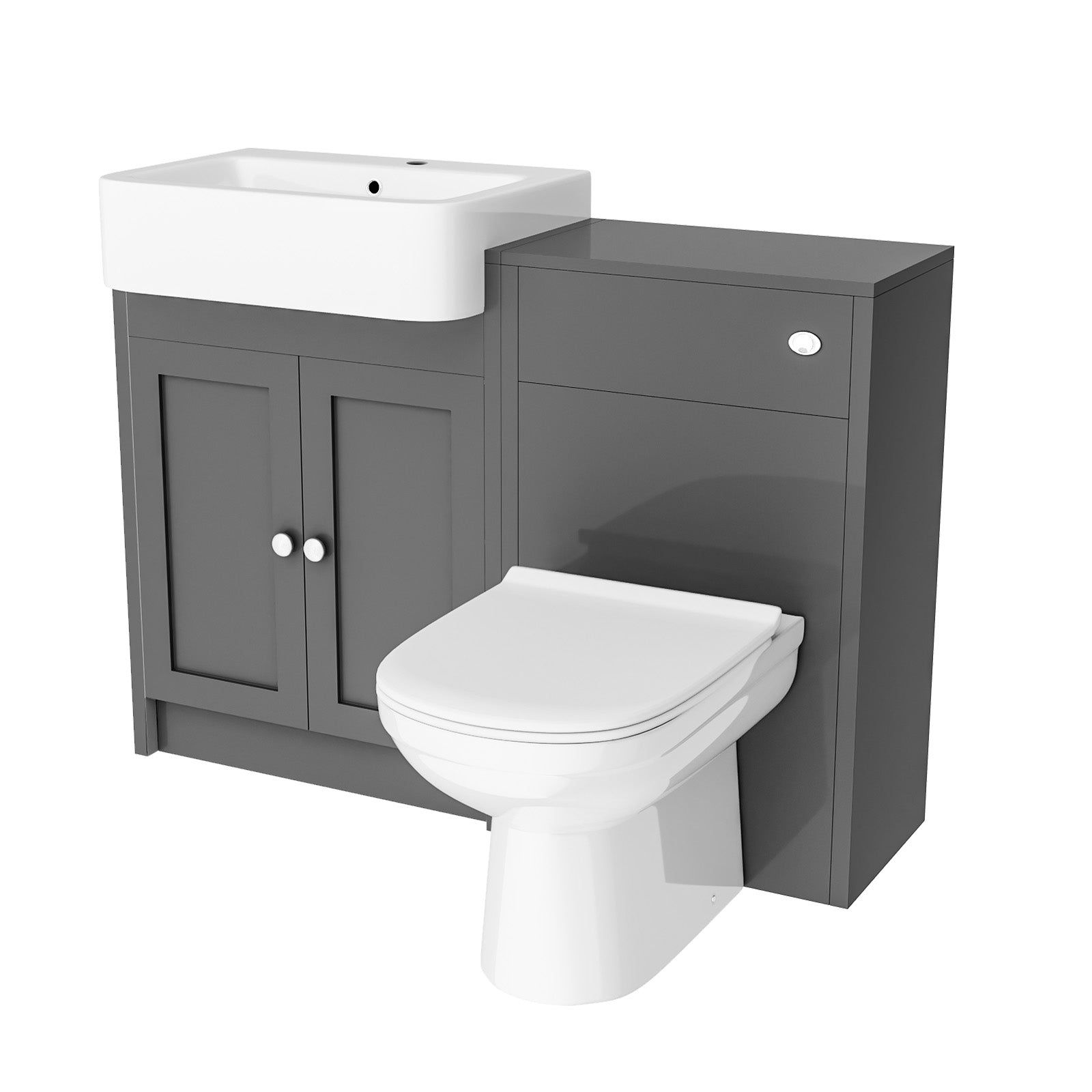 Dark Grey 1100mm Traditional Vanity Basin WC Unit & BTW Toilet Set Unit Bathroom