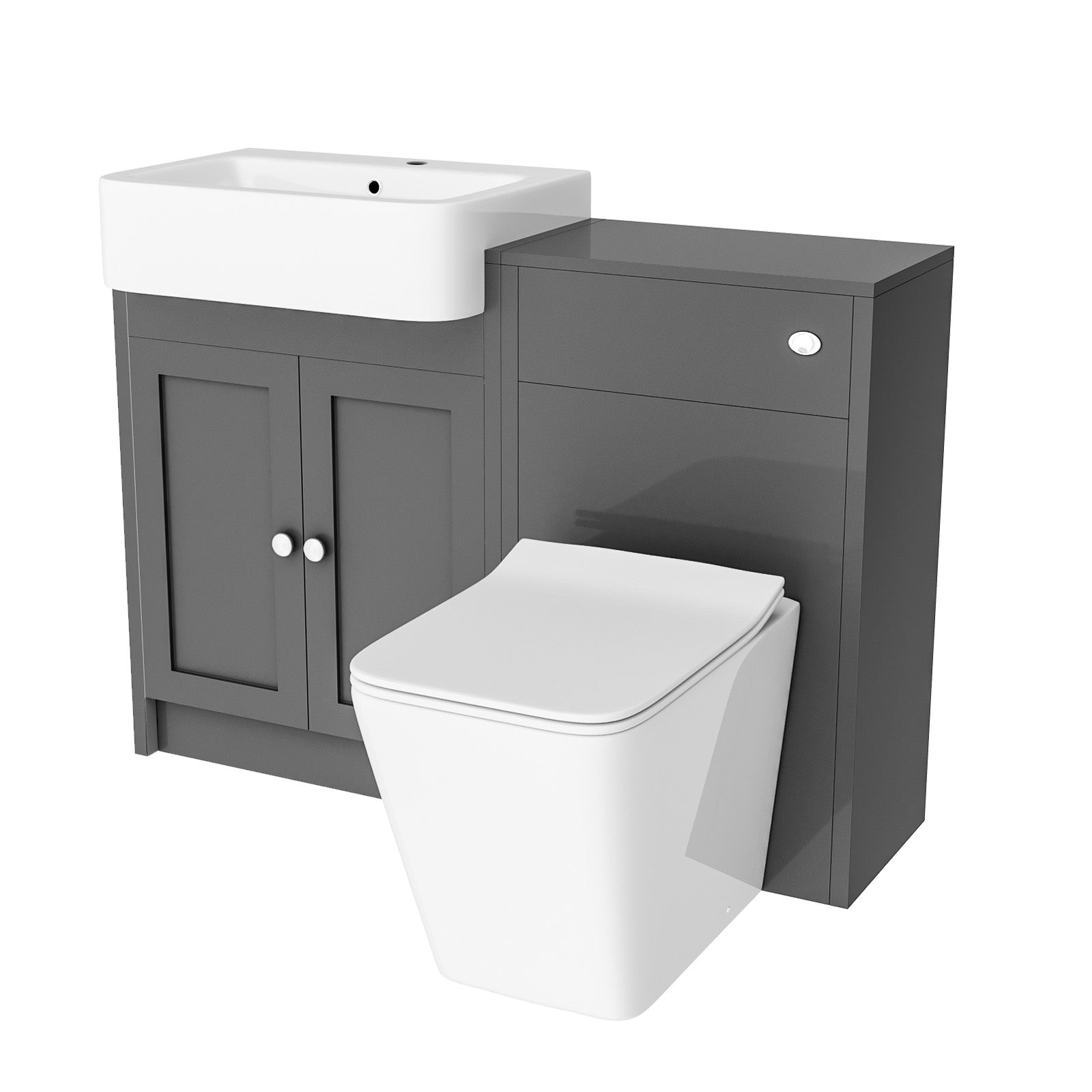 Dark Grey 1100mm Traditional Vanity Basin WC Unit & Toilet Set