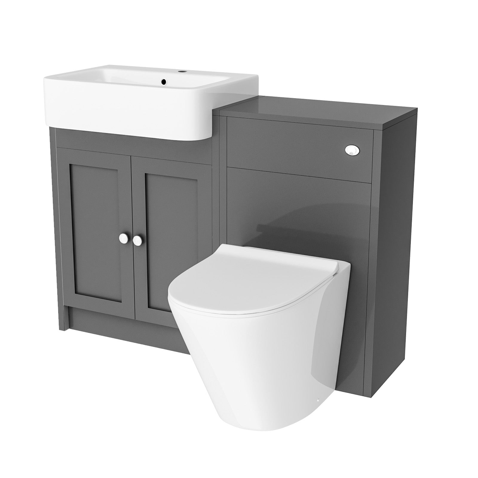 Anthracite 1100mm Bathroom Traditional Vanity Basin WC Unit & Toilet Unit
