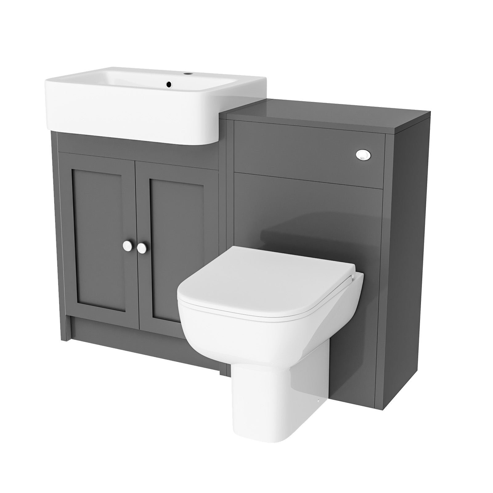 Dark Grey 1100mm Traditional Vanity Basin WC Unit & BTW Toilet Unit