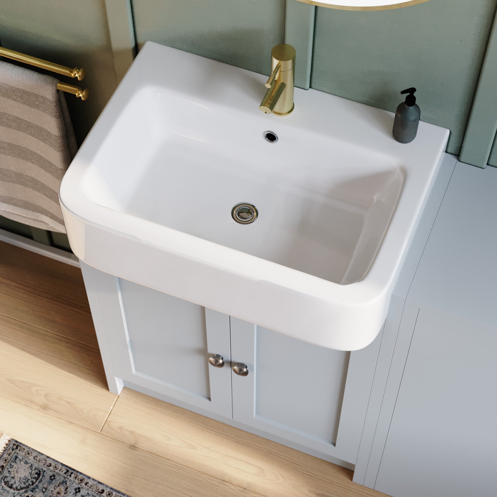 Matte Grey 1100mm Traditional Vanity Basin WC Unit & Ceramic Basin