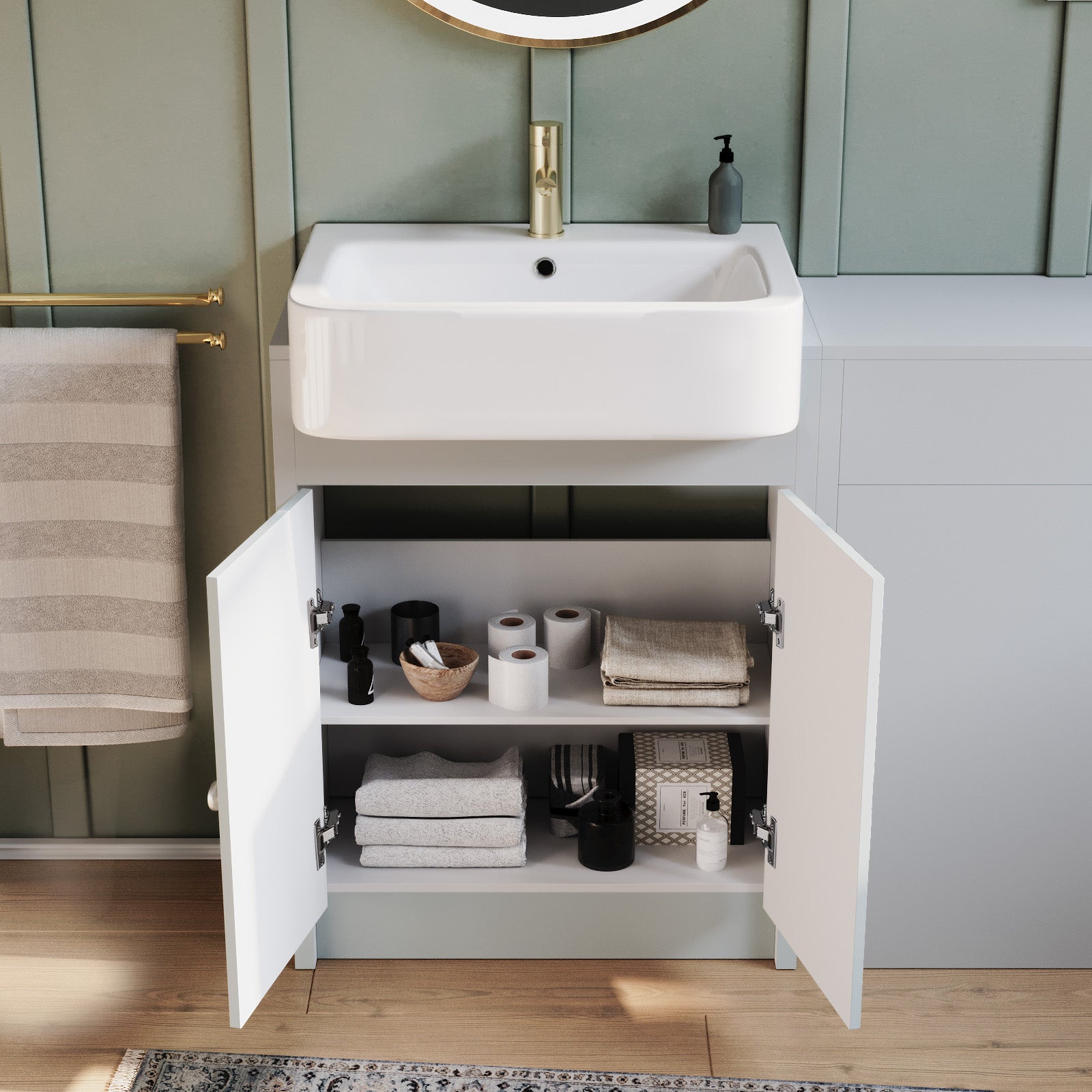 Matte Grey 1100mm Traditional Vanity Basin WC Unit & Ceramic Basin