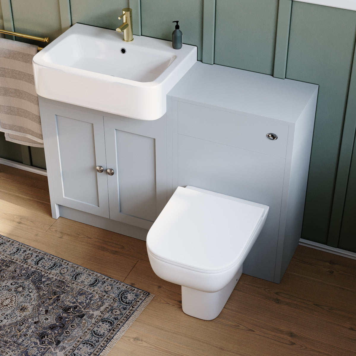600mm Freestanding Traditional Vanity With Basin & WC With Rimless BTW Toilet