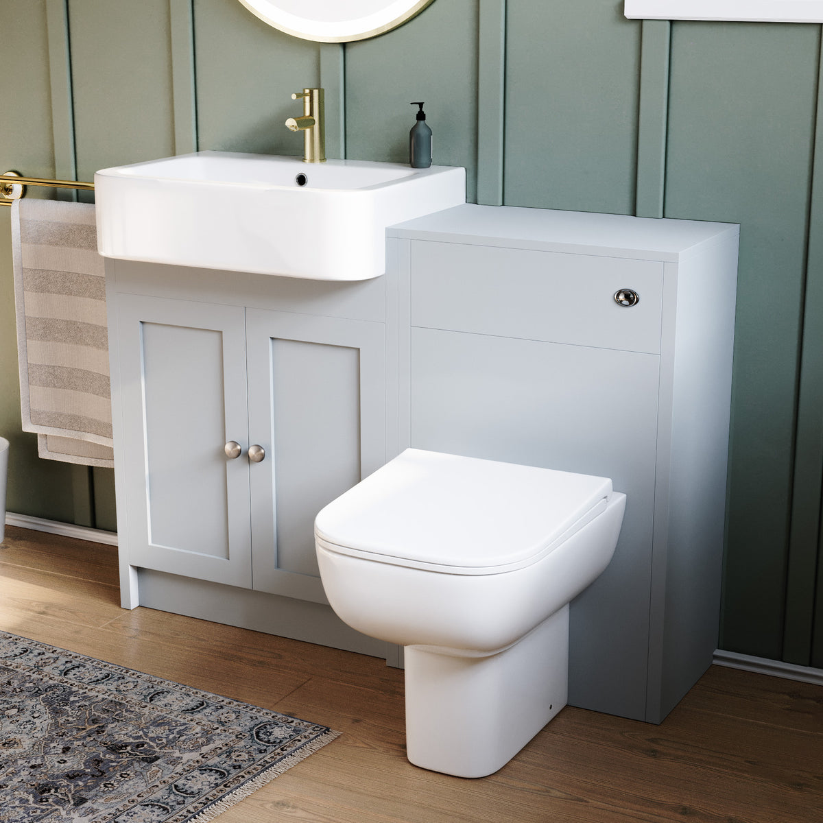 600mm Freestanding Traditional Vanity With Basin & WC With Rimless BTW Toilet