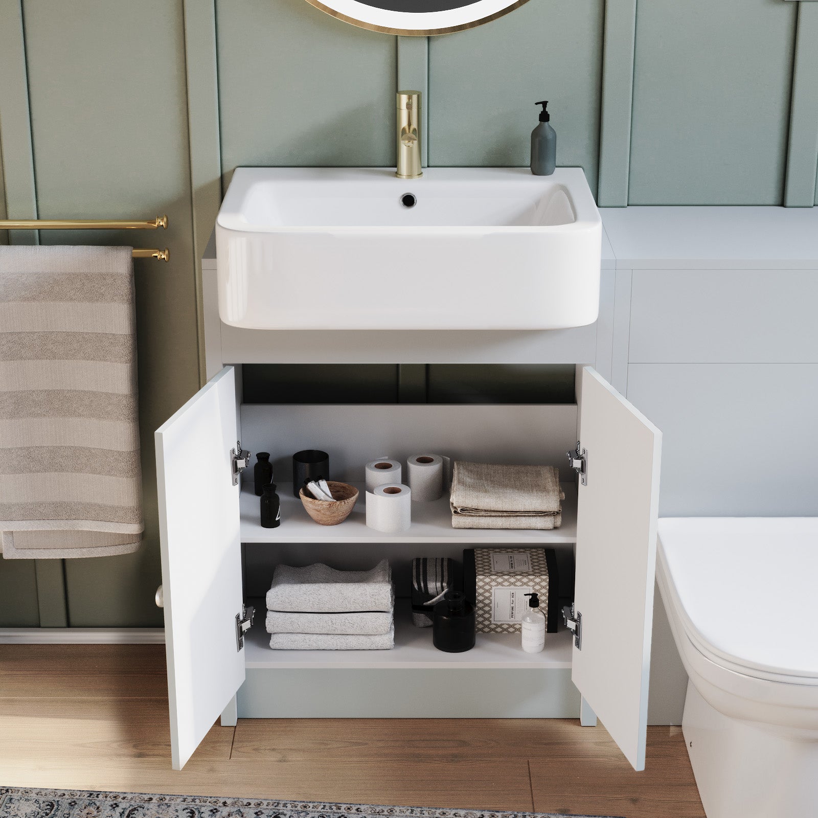 Matte Grey 1100mm Traditional Vanity Basin WC Unit & BTW Toilet Unit