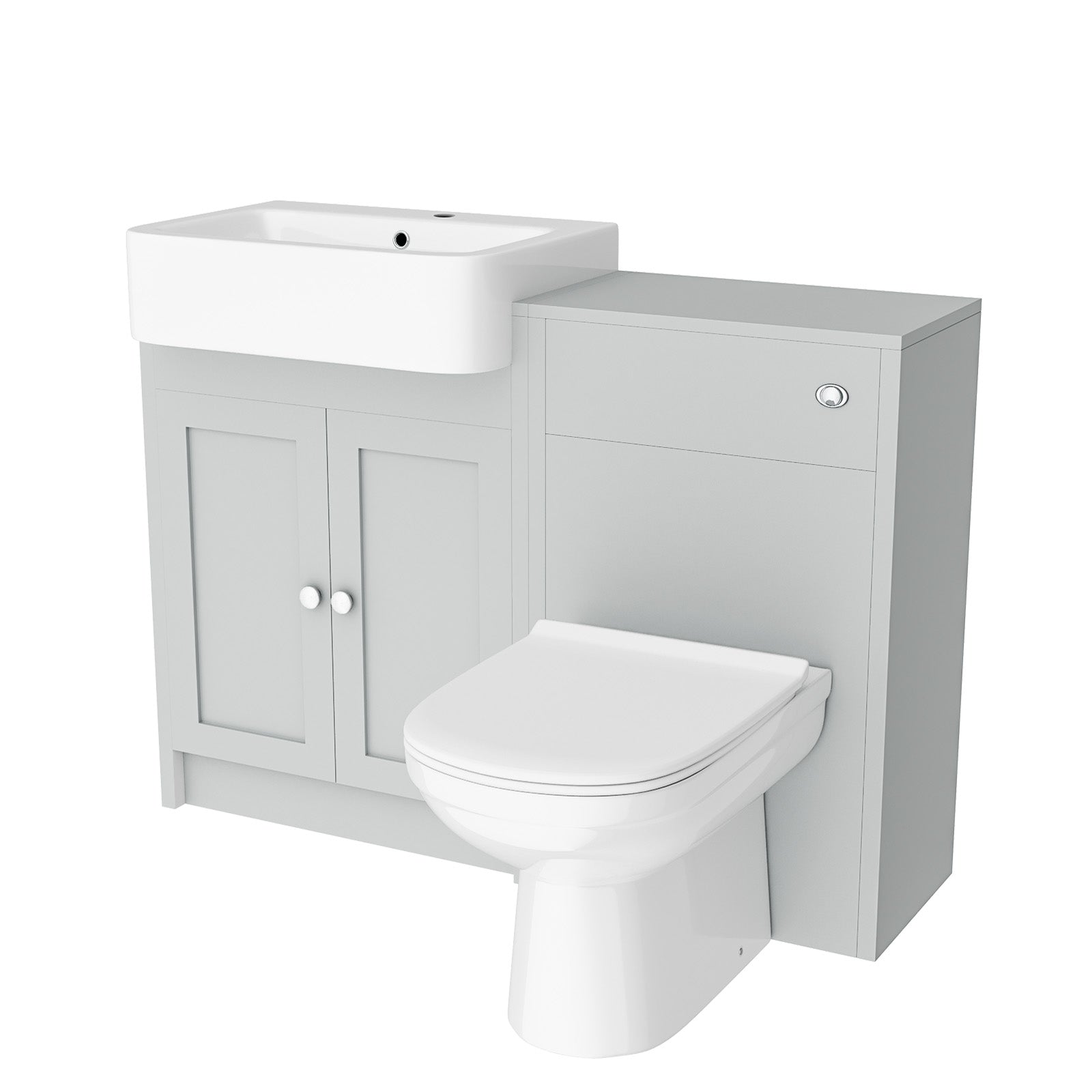 Matte Grey 1100mm Traditional Vanity Basin WC Unit & BTW Toilet Unit