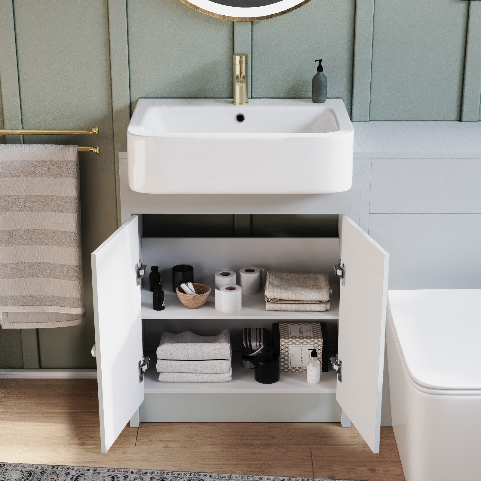 Matte Grey 1100mm Traditional Vanity Basin WC Unit & Toilet Set