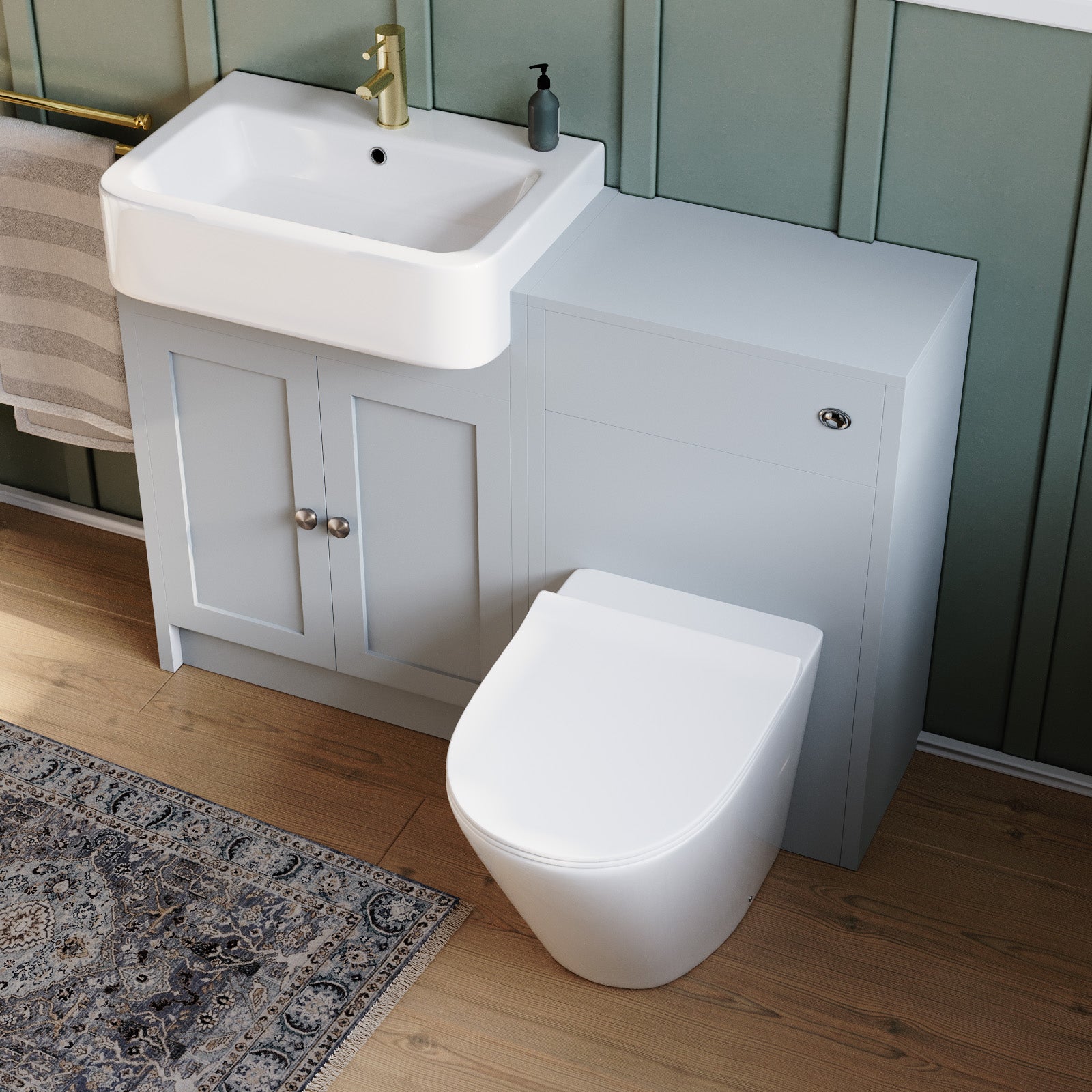 Matte Grey 1100mm Traditional Vanity Basin WC Unit & Toilet Unit