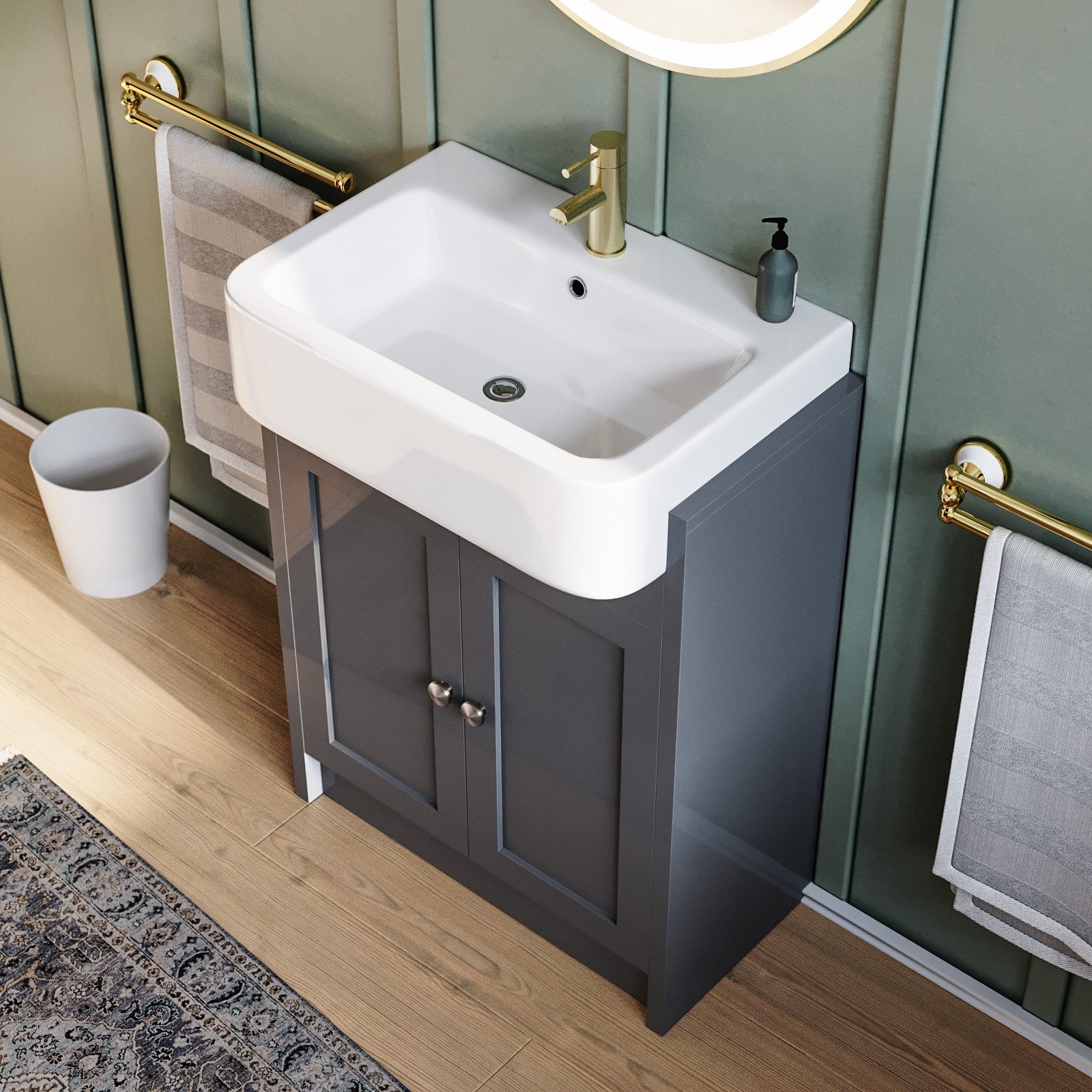 Camberly 600 Basin Unit Anthracite with Chelford Ceramic Basin
