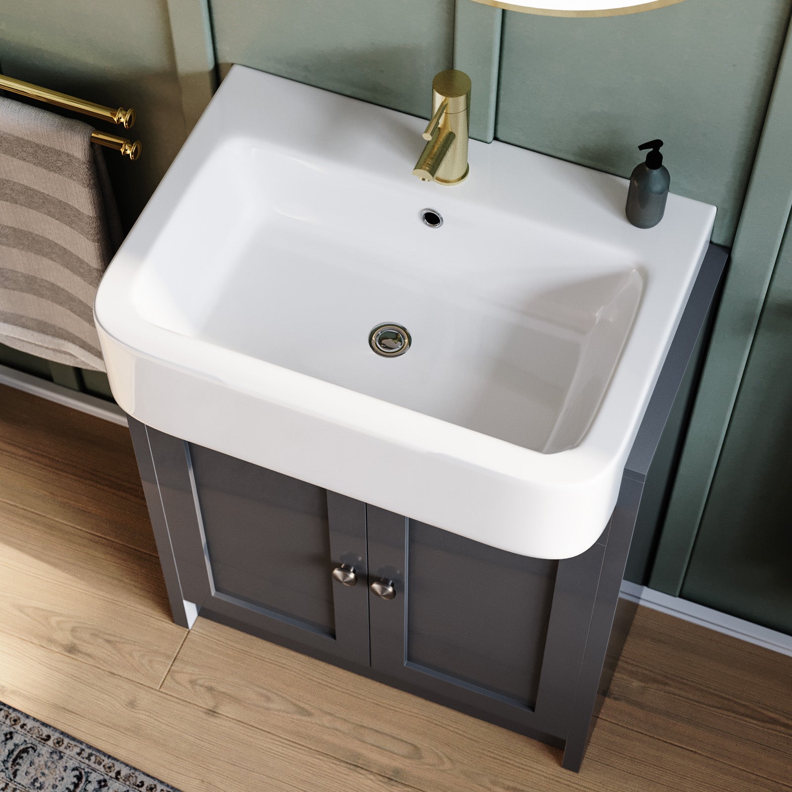Camberly 600 Basin Unit Anthracite with Chelford Ceramic Basin
