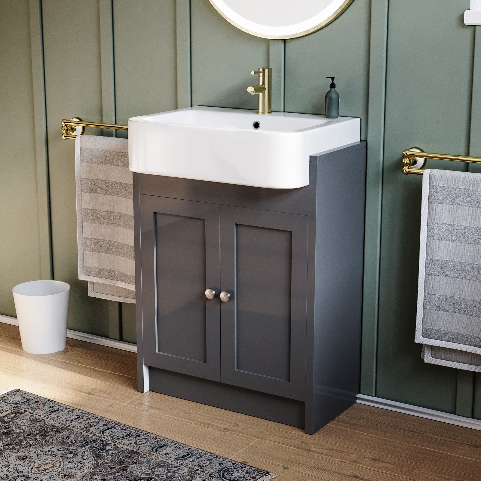 Camberly 600 Basin Unit Anthracite with Chelford Ceramic Basin
