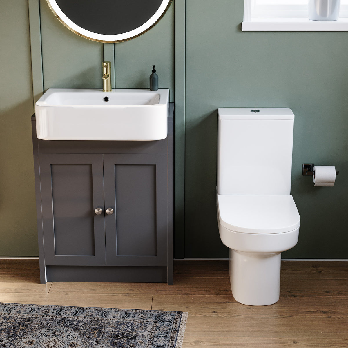 Camberly 600mm Freestanding Vanity Unit With Close Coupled Toilet - Anthracite