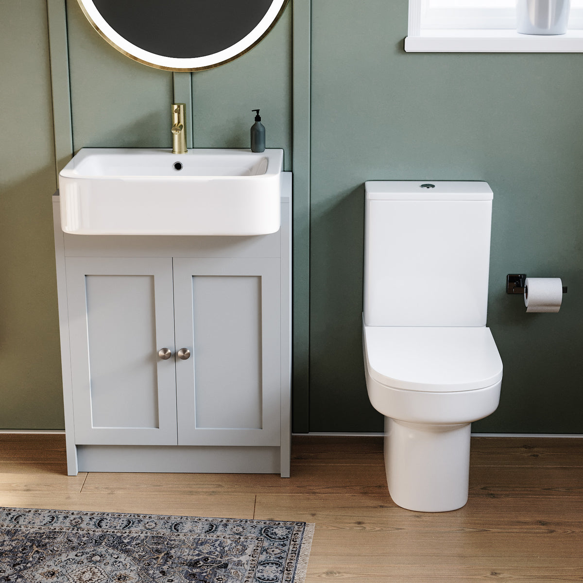 Camberly 600mm Freestanding Vanity Unit With Close Coupled Toilet - Matte Grey