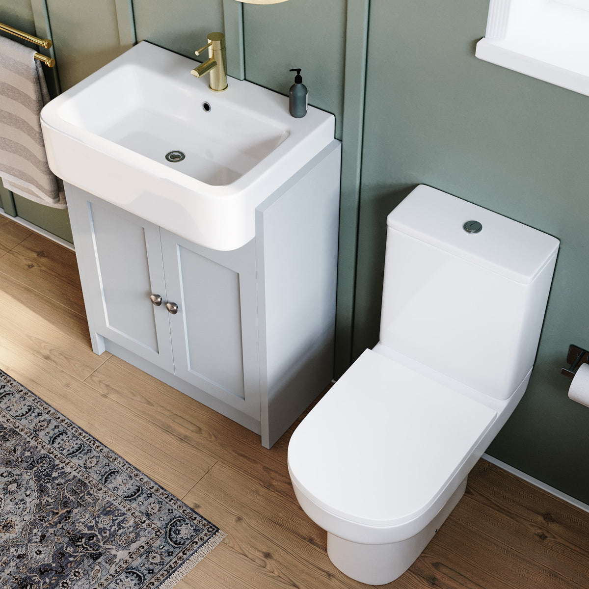 Camberly 600mm Freestanding Vanity Unit With Close Coupled Toilet - Matte Grey