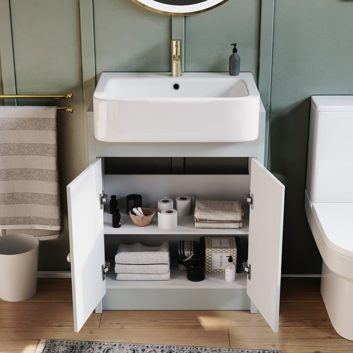 Camberly 600mm Freestanding Vanity Unit With Close Coupled Toilet - Matte Grey