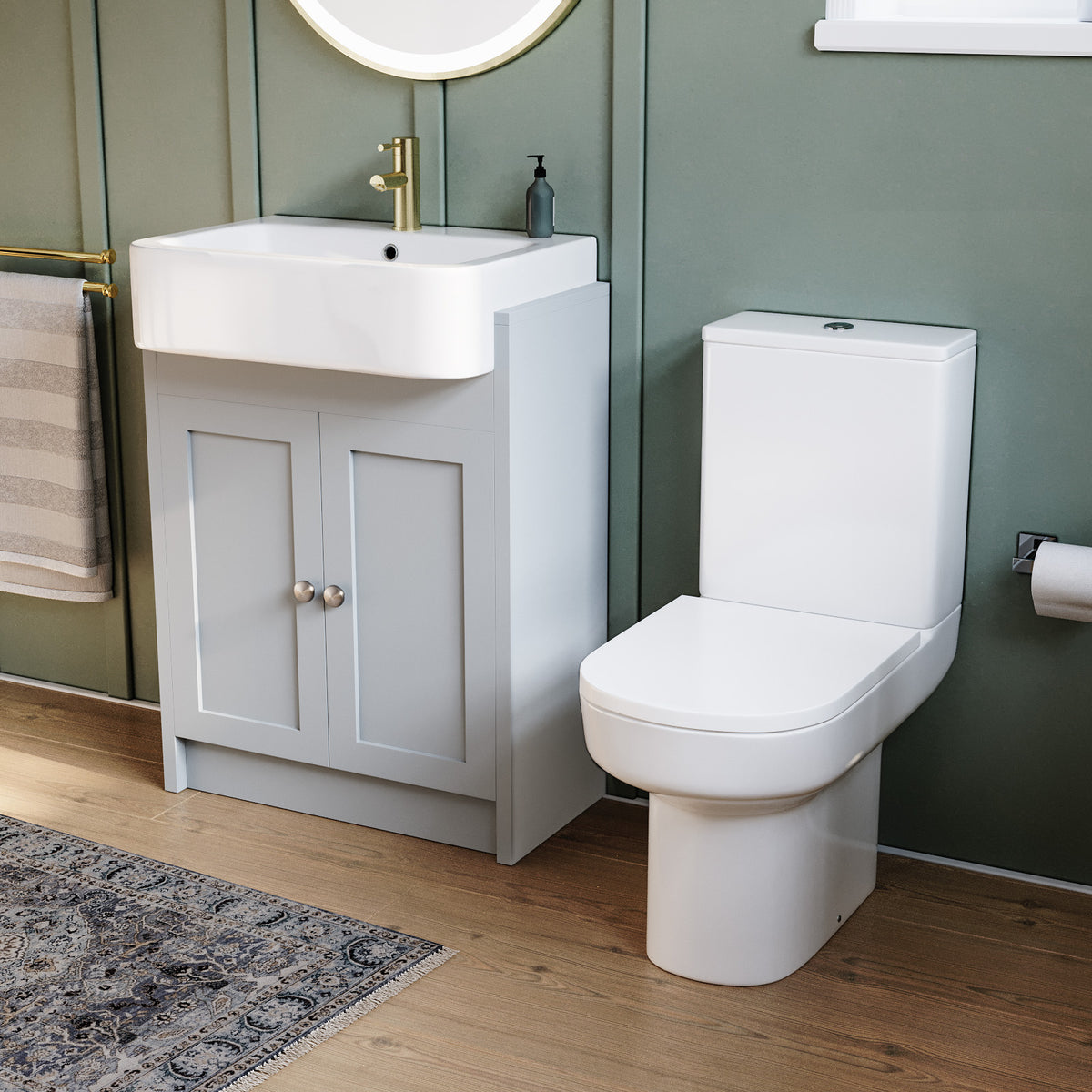 Camberly 600mm Freestanding Vanity Unit With Close Coupled Toilet - Matte Grey