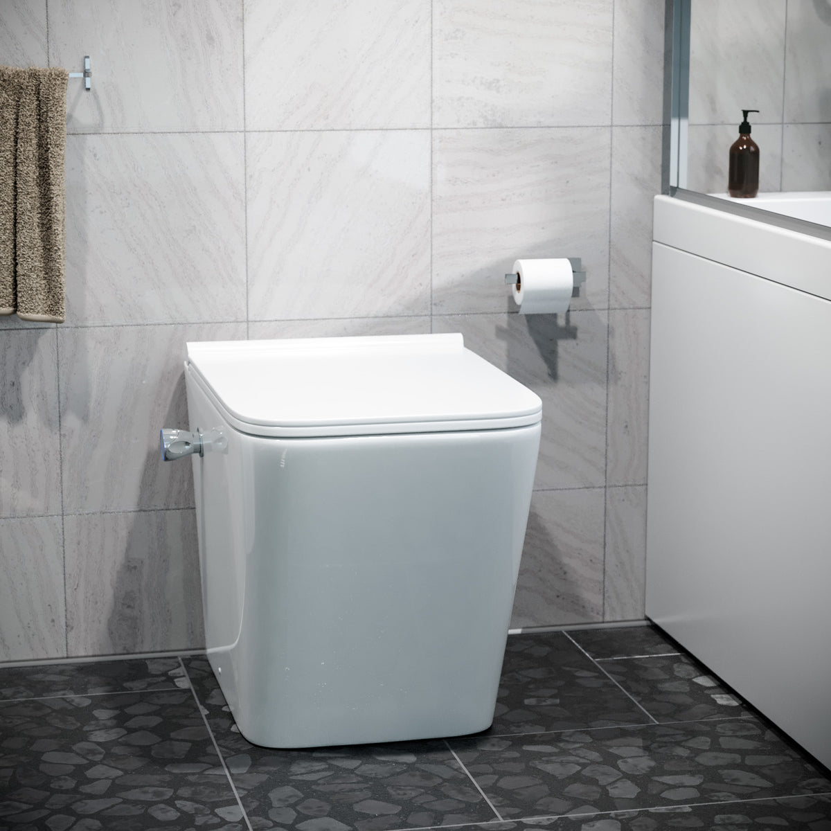 Square Rimless Back To Wall Toilet Pan With Integrated Bidet