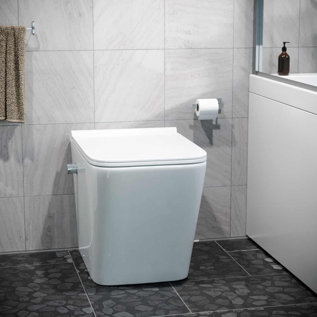 Square Rimless Back To Wall Toilet With Integrate Hot Cold Bidet Valve