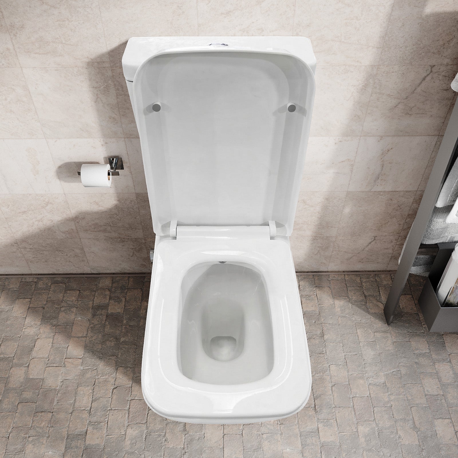 Rimless Square Close Coupled Toilet with Integrated Bidet
