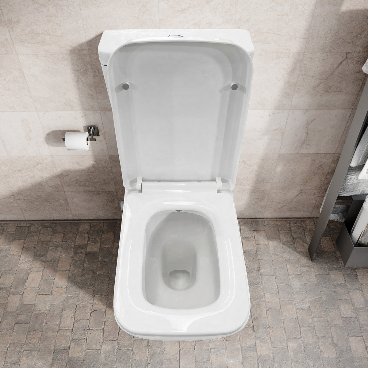 Rimless Square Close Coupled Toilet with Integrated Bidet
