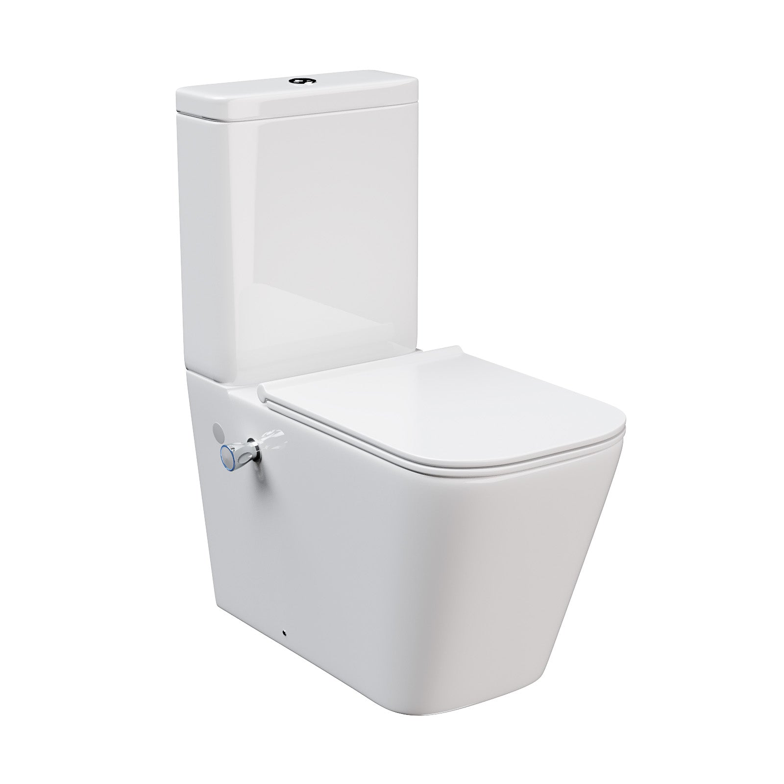 Rimless Square Close Coupled Toilet with Integrated Bidet