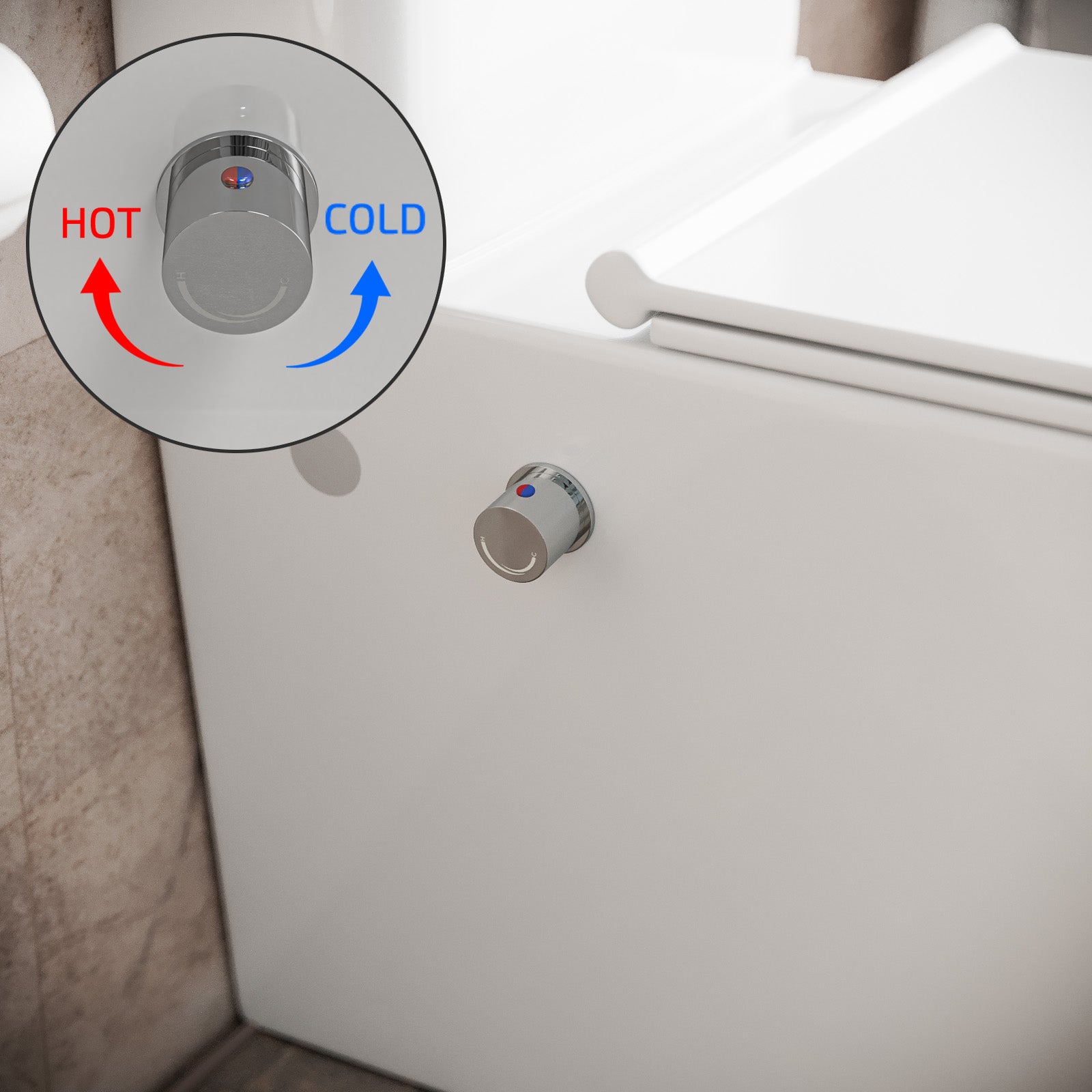 Rimless Square Close Coupled Toilet with Integrated Hot Cold Bidet