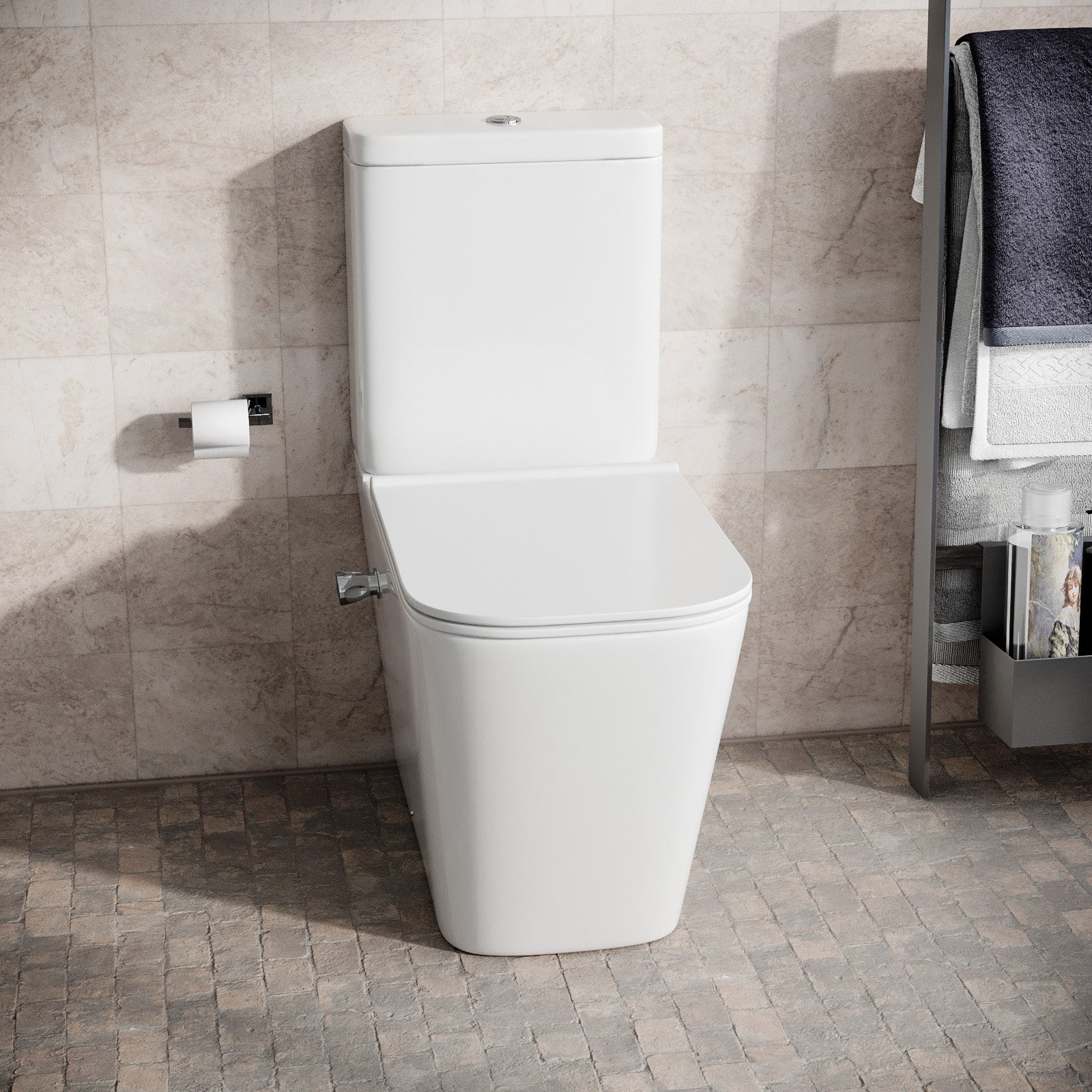 Comfort Height Close Coupled Toilet Without Bidet Nozzle and Valve